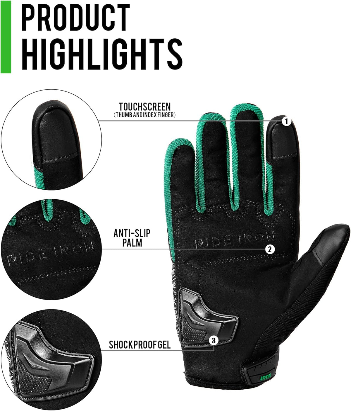 BORLENI Motorcycle Gloves Motorbike Glove for Men Women Full Finger Knuckle Protection Touch Screen Cycling ATV Hiking Riding