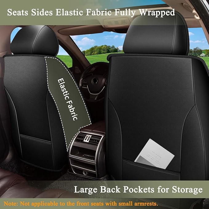 Full Set Car Seat Covers for Lexus NX 300/200t 2007-2025 2026: Breathable Perforated Leather Seat Cover (Black)