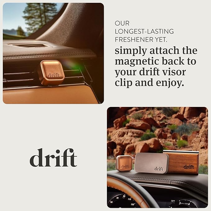 Drift Metal Vent Clip 3x Refills - Car Air Freshener - Scent Diffuser for Car - Metal Odor Eliminator - Cabana