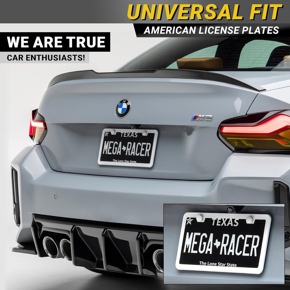 Premium Slim Sleek White License Plate Frame – 1 Pack, Rust-Free & Rattle-Free Stainless Steel, Street Legal, Universal with Screw Covers, Thin Edged Metal Front or Rear Car Tag Holder for Men & Women