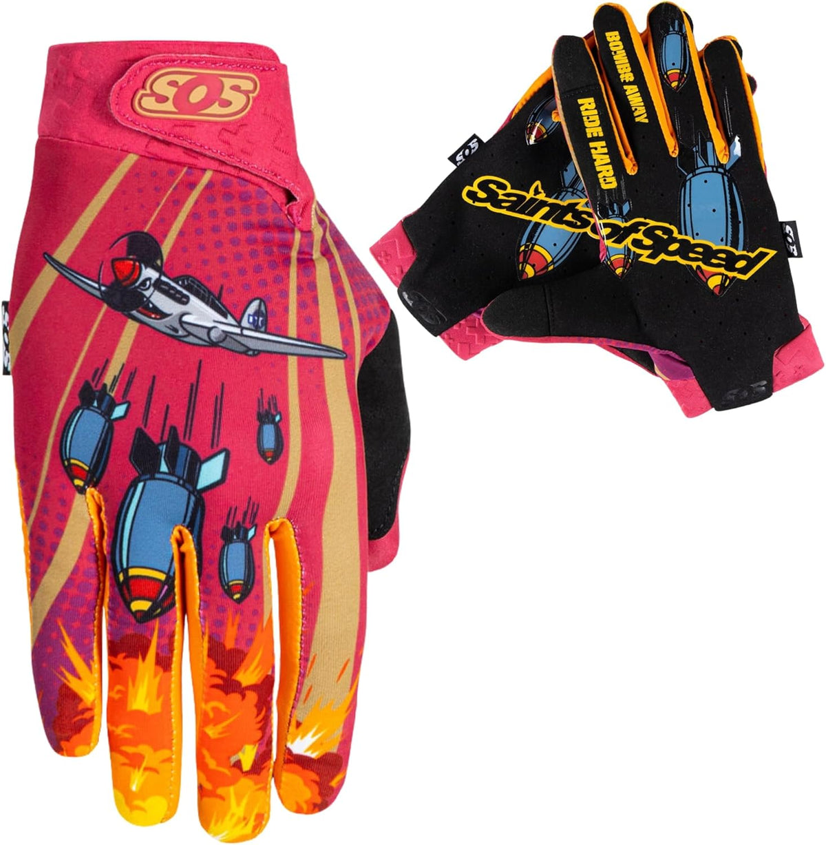 Saints of Speed Dirt Bike Gloves – Motocross, Mountain Bike, Motorcycle, BMX, Jetski, Sim, Karting, Airsoft, Paintball, Driving & Racing Bike Gloves + Phone & Touch Screen Capable