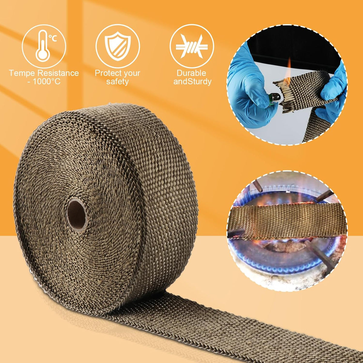 Exhaust Heat Wrap, Tooomplus 2'' x 50' Fiberglass Heat Shield Tape, Heat Wrap for Exhaust Pipes with 15pcs Stainless Steel Ties for Motorcycle Car Truck