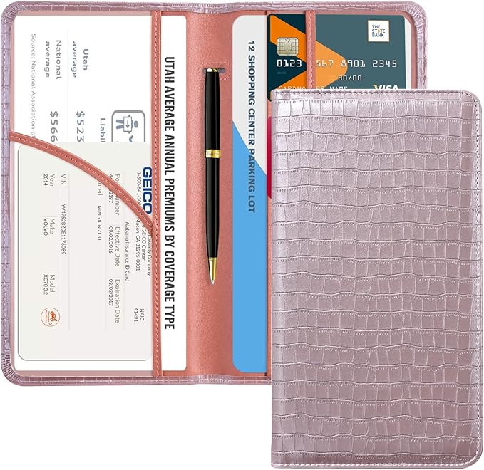 CoBak Car Registration and Insurance Holder - Vehicle Glove Box Car Organizer,Auto Truck Comparment Accessories Case with Magnetic Closure for Driver License,Cards