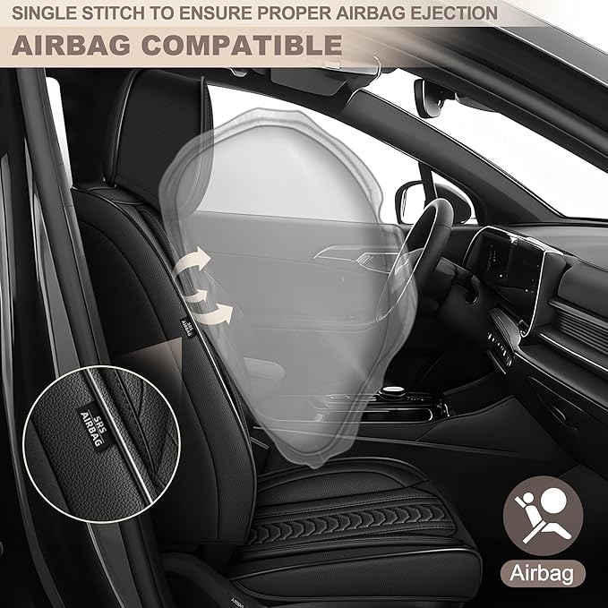 TTX LIGHTING for Toyota Venza 2009-2020 Seat Covers: Waterproof Leather Seat Protector with Airbag Compatible (2 Front Seats,Black)
