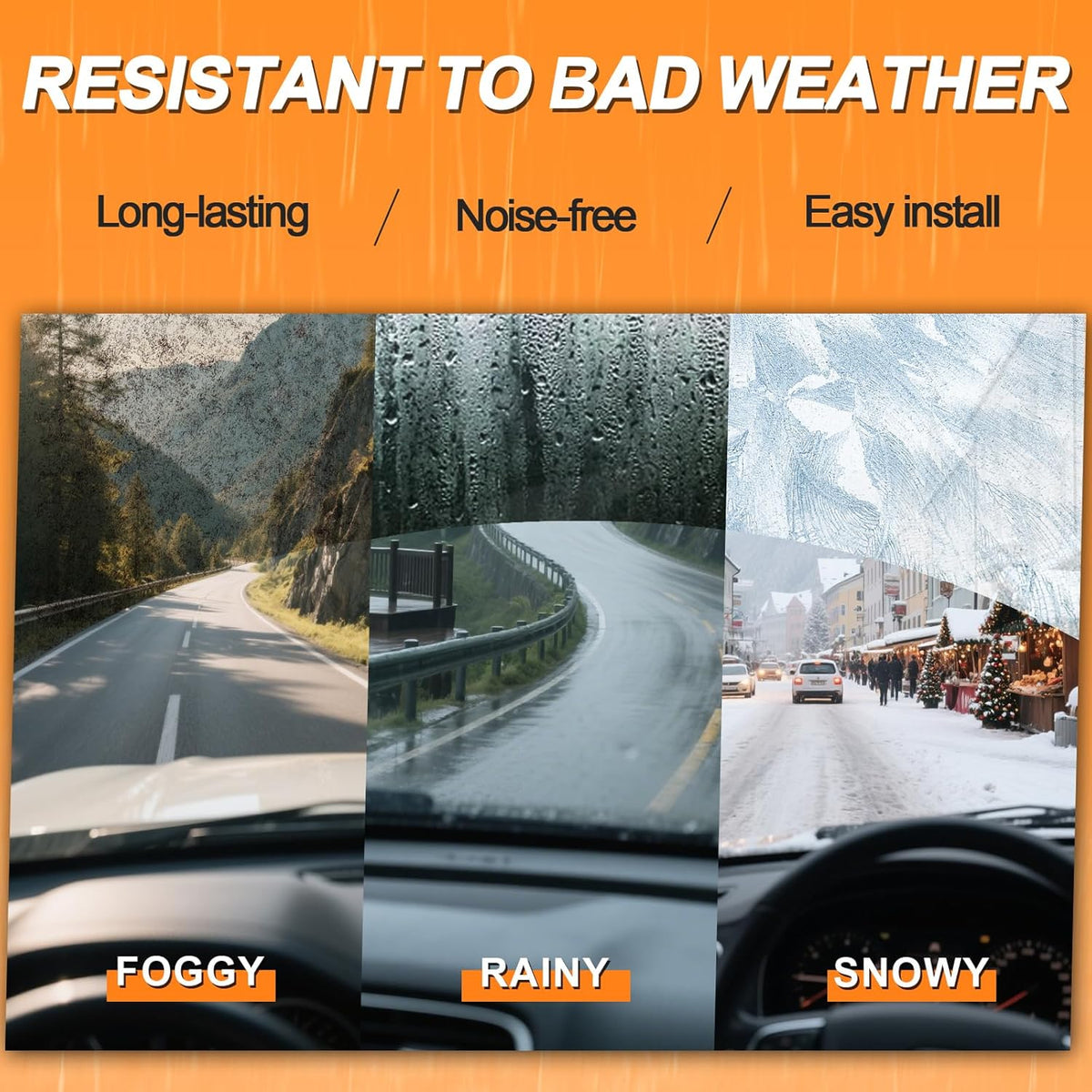 HULADAED® 26''+16''+12'' Windshield Wipers Replacement for Nissan Kicks 2023 2022 2021 2020 2019 2018,Silicone Front Rear Wiper blades for MY Car-All Weather & Quiet(3 PACK)