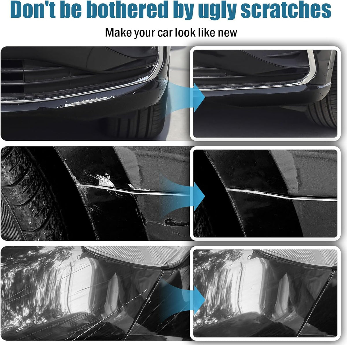 Black Touch Up Paint for Cars, Car Scratch Repair Pen, Color Accurate Automotive Paint with Varnish Clear Coat Pen Quick and Easy Fix Vehicles Chip Rim Scuff Repair