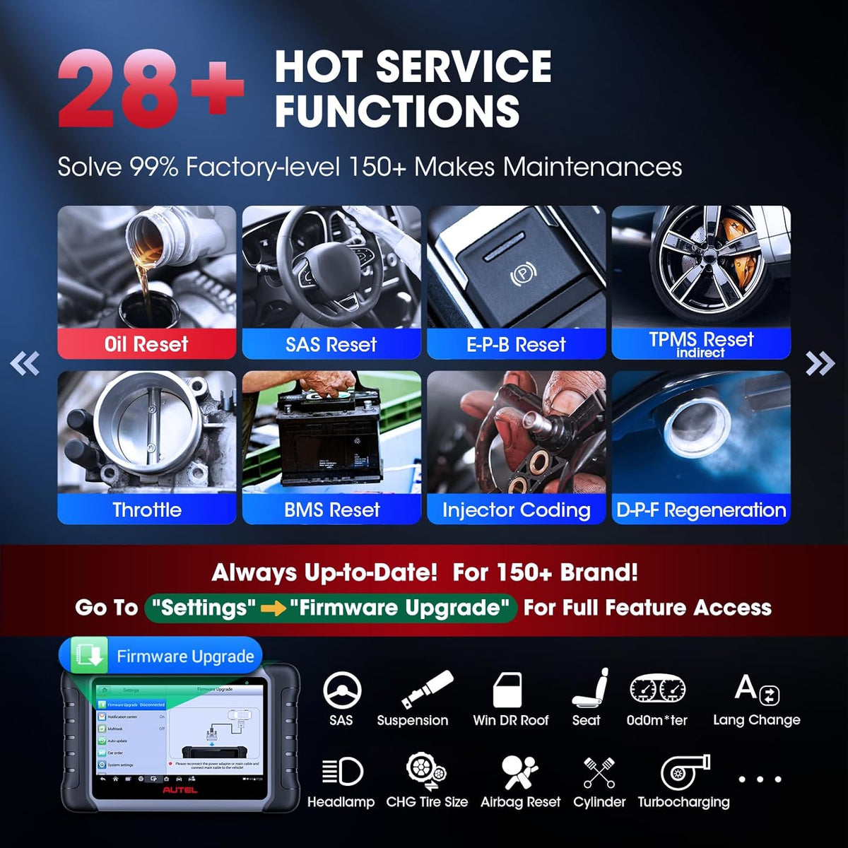 Autel Scanner MaxiCOM MK808S: 2025 Bidirectional Tool as MK808BT Pro MX808S M808Z, Work as MaxiCheck MX900 MK900BT, 28+ Service, Active Test, All System Diagnose, Injector Coding, FCA Autoauth OS 11