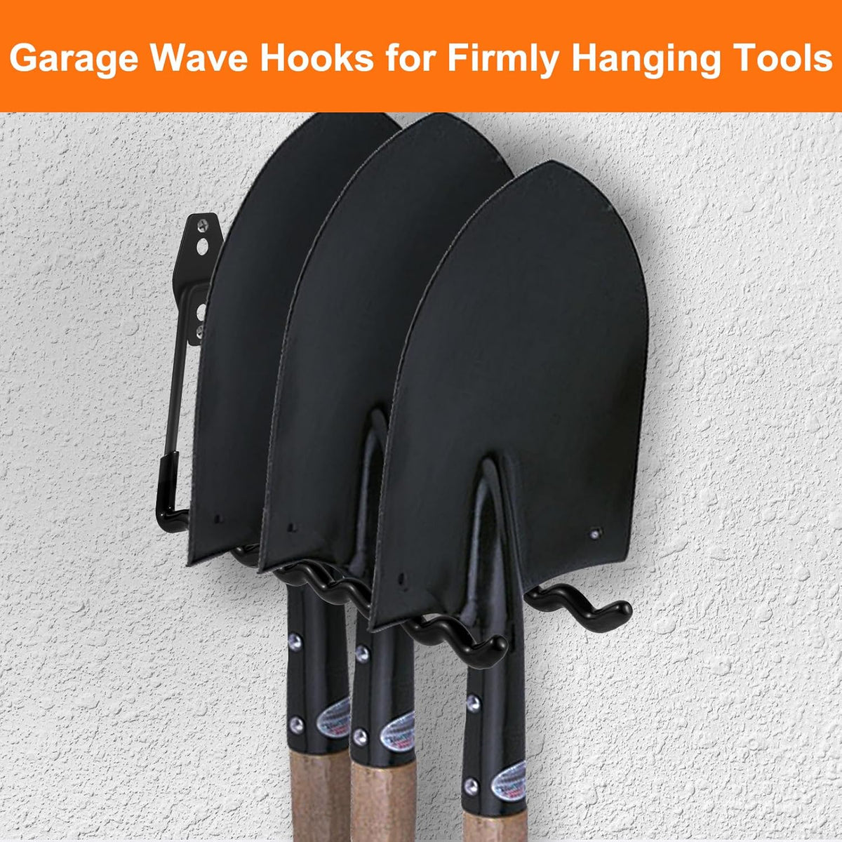 Wall Mounted Garage Hooks Tool Organizer, 12.4 Inch Garage Storage Hook Heavy Duty Utility Wall Hangers Black for Ladders, Hose, Garden Tools, Set of 4