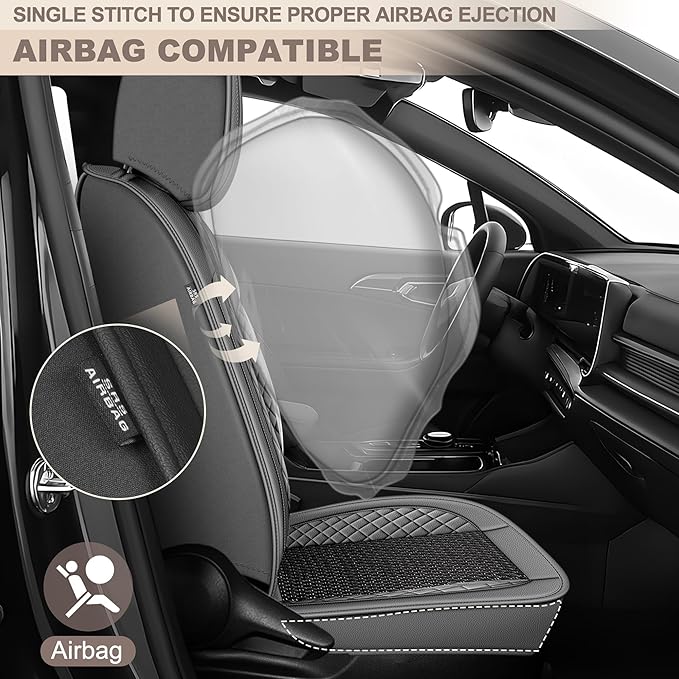 TTX LIGHTING for Cadillac XT5 2017-2026 Car Seat Covers, Breathable Ice Silk & Leather Seat Protector, Cool & Anti-Sweat for Long Driving, Airbag Compatible, 5 Seats Full Set (Black&Gray)
