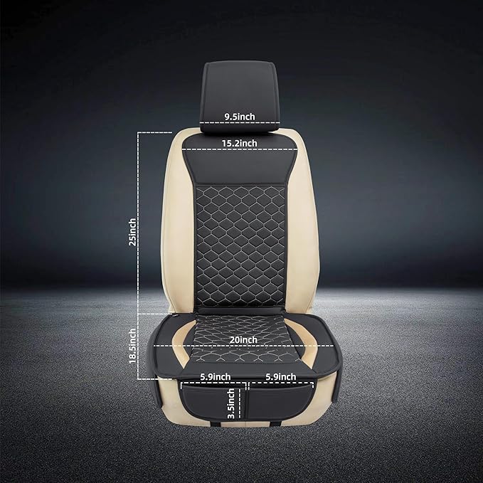 Elantrip 2PCs Front Car Seat Covers Leather Car Seat Protector Universal fit for Most Cars SUVs and Trucks Water Proof Seat Protector Black and Gold