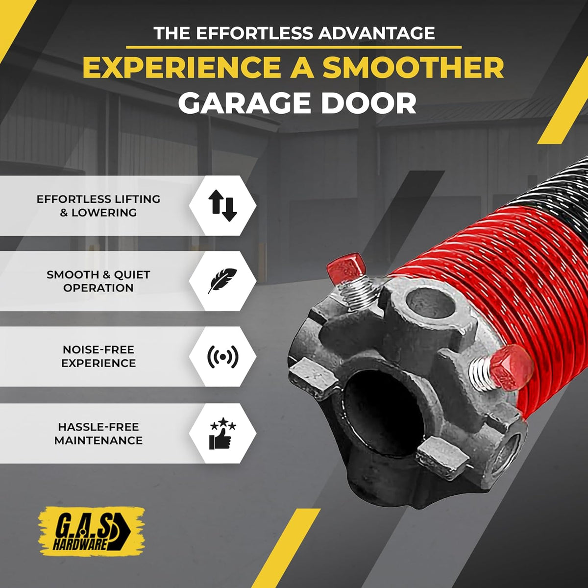 Garage Door Torsion Spring 225x1.75x31 Includes 1” Steel Bearing, Non-Slip Gloves, and Winding Bars for Left Side of Garage Door Precision E-Coating 5-Year Warranty Min. 30,000 Cycles (Red Cone)