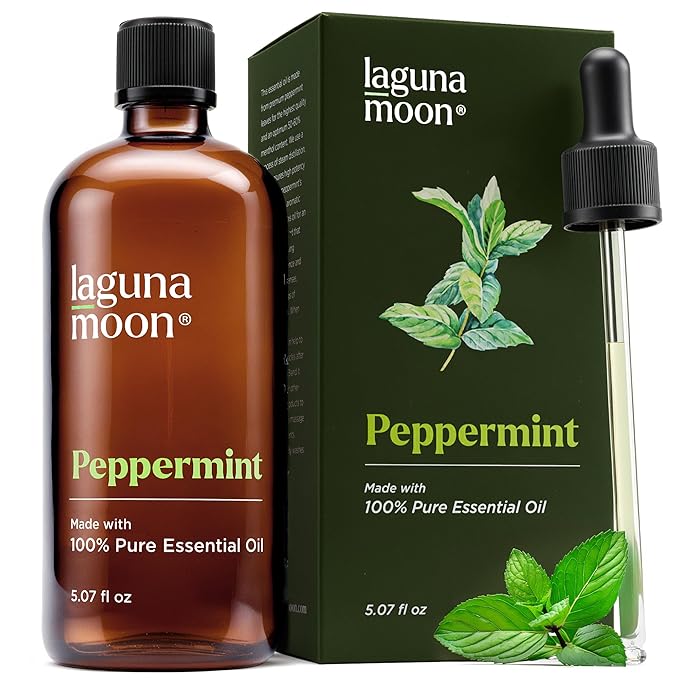 Lagunamoon Peppermint Oil - Natural Pure Essential Oils for Diffusers, Aromatherapy, Humidifiers, Candle Making Scents - Fresh Fragrance Scents for Home, Office, Cars and Cleaning Products (150mL)