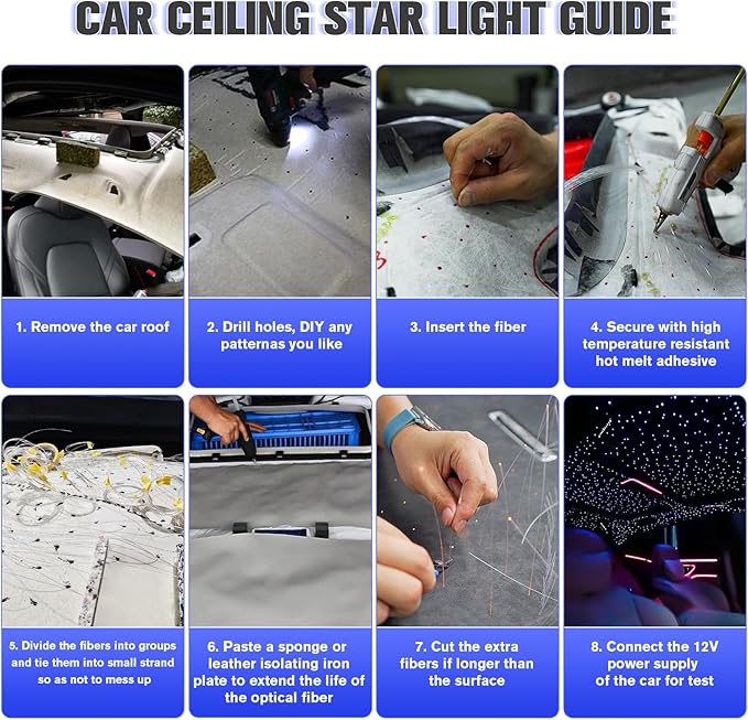 16W Starlight Headliner Kit, Star Lights for Car Roof&Home Decoration, Fiber Cable 260pcs*0.03in*6.5ft RGBW Star Light Headliner with Bluetooth APP/Remote Control/Music Mode
