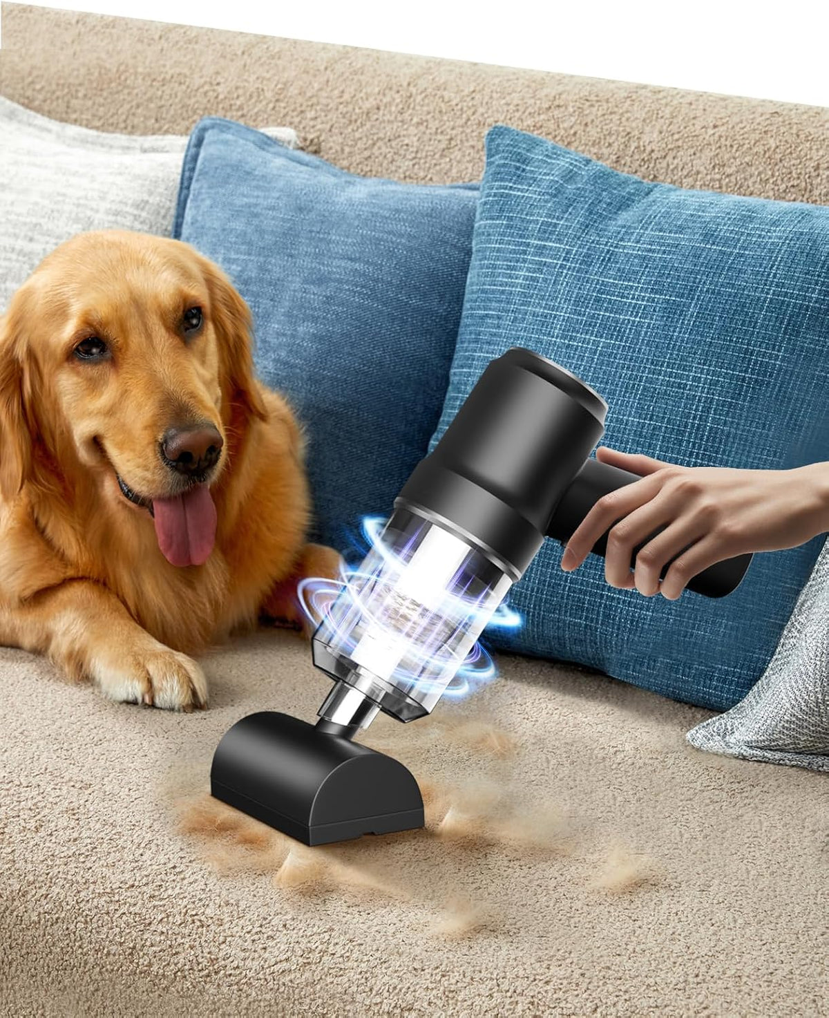 Handheld Vacuum Cordless Rechargeable with LED Light and Multi-Nozzles,15000 Pa Car Vacuum Portable Cordless, 120W Powerful Mini Vacuums Cleaner for Home, Car, Pet Hair, DC Motor, Black