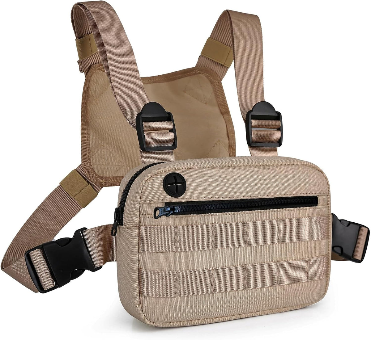 Outdoor Chest Bag For Men, EDC Chest Pack With Built-In Phone Holder, Lightweight Chest Rig Pouch