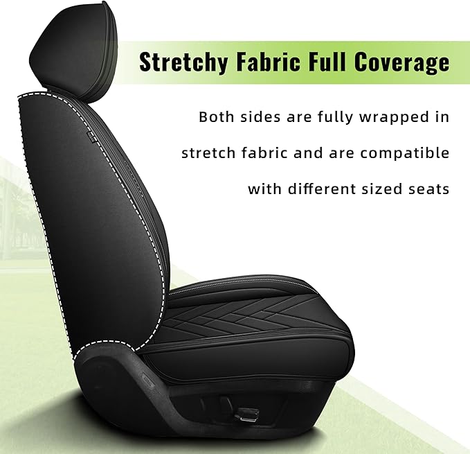 AOMSAZTO Car Seat Covers Fit for Cadillac SRX 2010-2016 Premium Front Seat Covers Waterproof Leather Automotive Seat Covers Compatible with Airbag (2 Seats,Black)