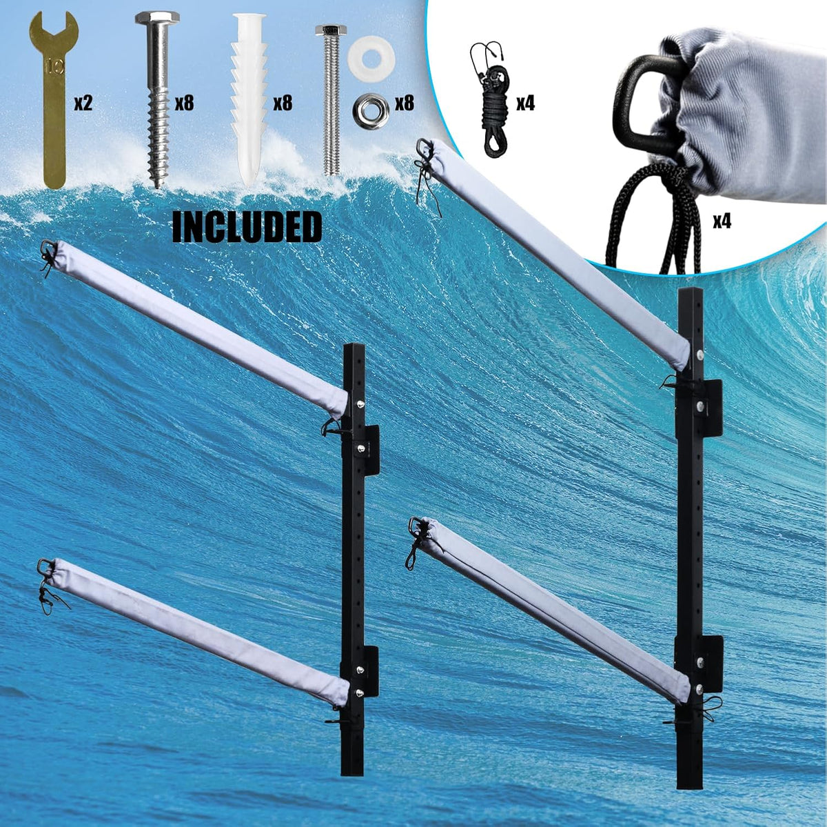 Kayak Storage Rack, Heavy Duty Freestanding Sup Storage Stand for Outdoor Use, Storage Rack for Kayaks, SUPs, Canoe and Paddleboard,…