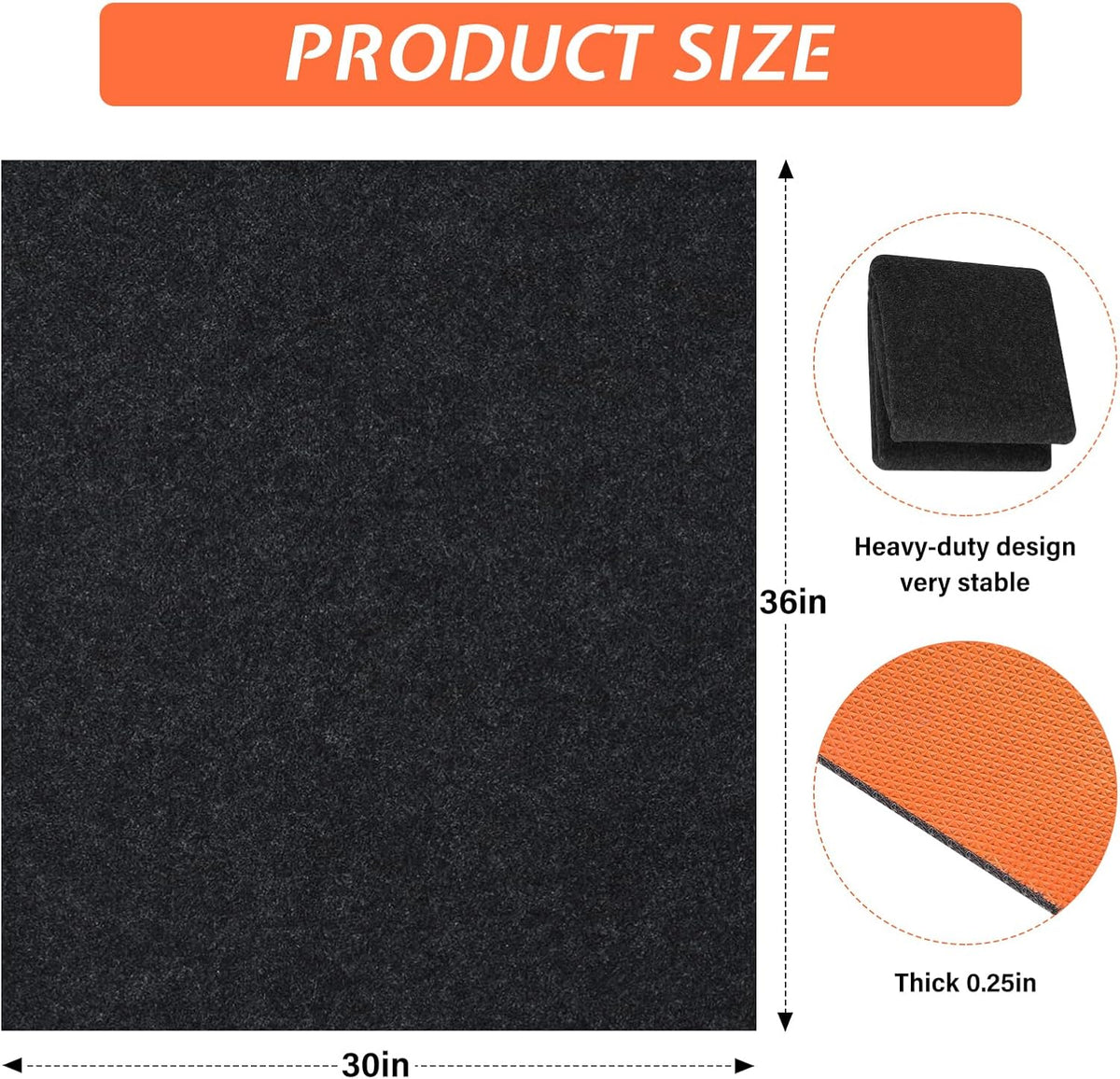 30" x 36" Heavy Duty Oil Spill Mat, Garage Floor Mat for Under Car, 1/4 Inch Thicked Waterproof Rubber Backing Mat Protect Floor, Reusable Oil Drip Leak Absorbent Pads
