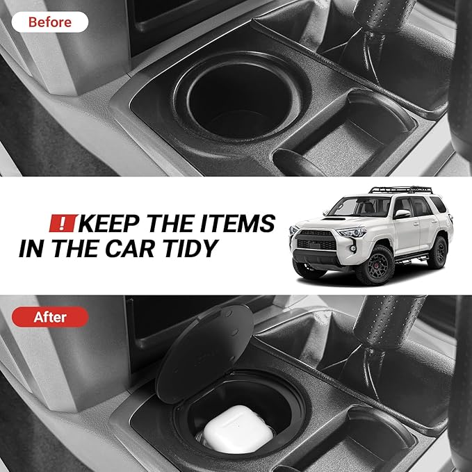 Hellet Center Console Coin Box Organizer for Toyota 2010-2020 2021 2022 2023 2024 4Runner Accessories Armrest Insert ABS Plastic Cup Coin Holder Storage Box