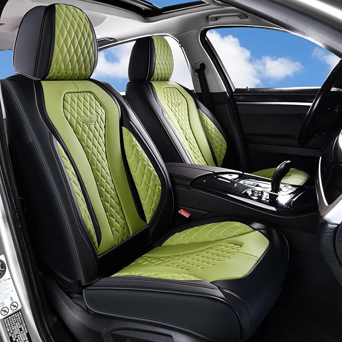 Coverado Seat Covers, Car Seat Covers Full Set, Green Car Seat Cover, Car Seat Cushion Waterproof, Luxury Auto Seat Covers, Seat Cover Car Seat Protector Fit for Most Cars