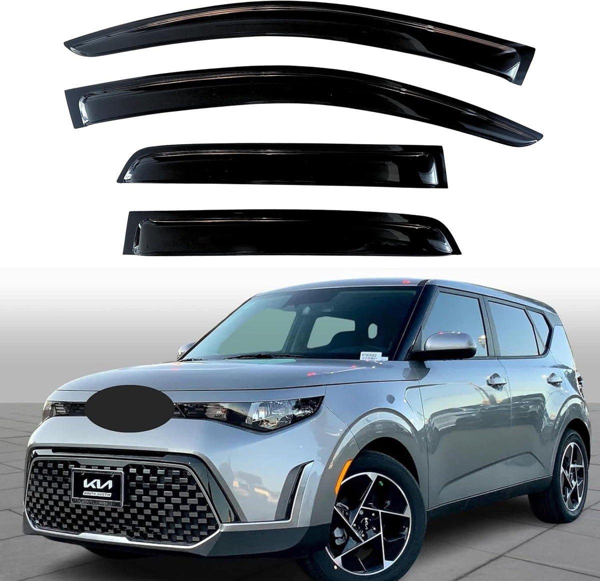 KPY Window Visor Compatible with Kia Soul 2020-2024, 4PC Rain Guard Side Window Vent Deflectors Tape-On Style, 2020 2021 2022 2023 2024