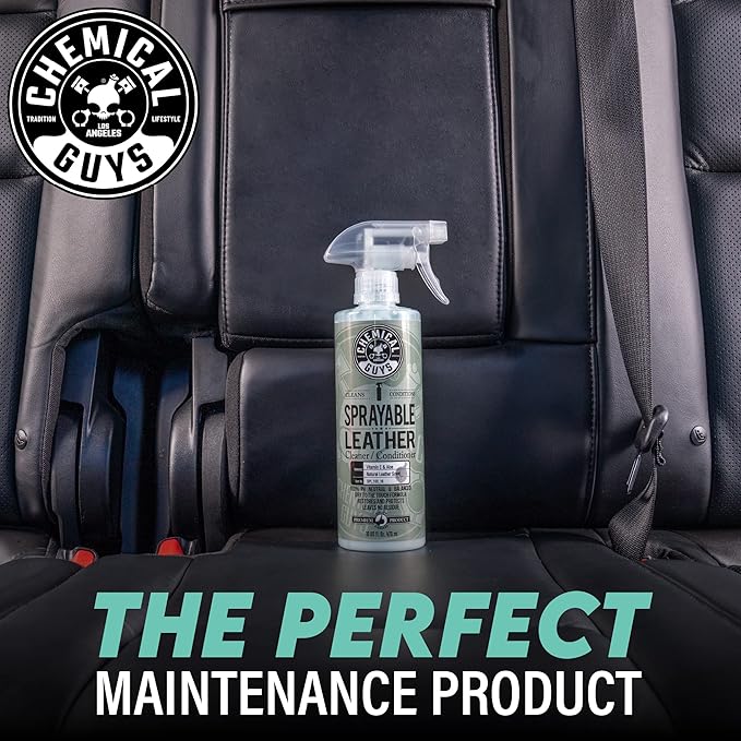 Chemical Guys SPI_103 Sprayable Leather Cleaner and Conditioner in One for Interiors, Apparel, and More (Works on Natural, Synthetic, Pleather, Faux Leather and More) Leather Scent, 128 fl oz (1 Gal)