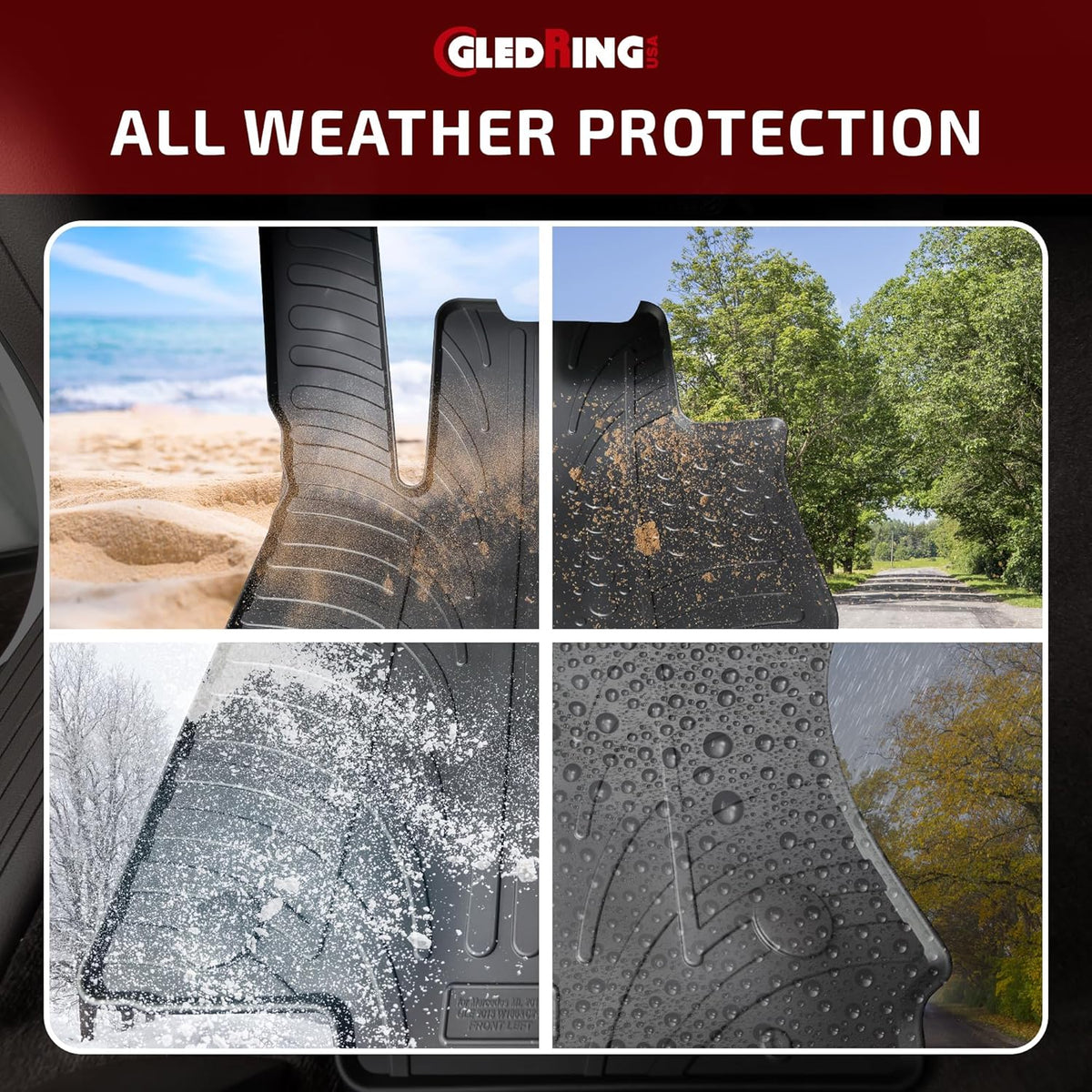 Gledring USA Custom Fit All-Weather Rubber Floor Mats Intended for Land Rover Range Rover Velar 2018-2022, No Trimming Required, Tailored Custom Fit, Protects from Rain, Mud, & Snow