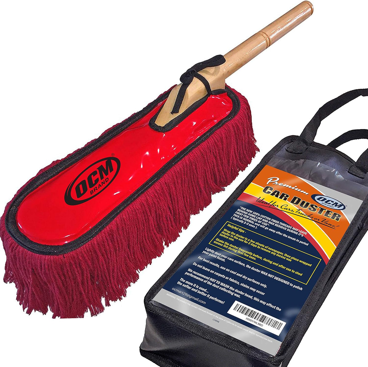 Premium Extra Large Car Duster with Durable Solid Wood Handle Includes Storage Cover - Professional Detailers Top Choice