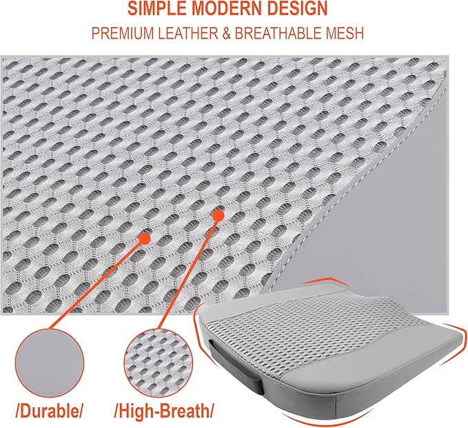 Car Seat Cushion, Comfort Memory Foam Car Cushions for Driving - Sciatica & Lower Back Pain Relief, Driver Seat Pillow for Auto, Office Chair, Wheelchair - 4D Mesh Gray