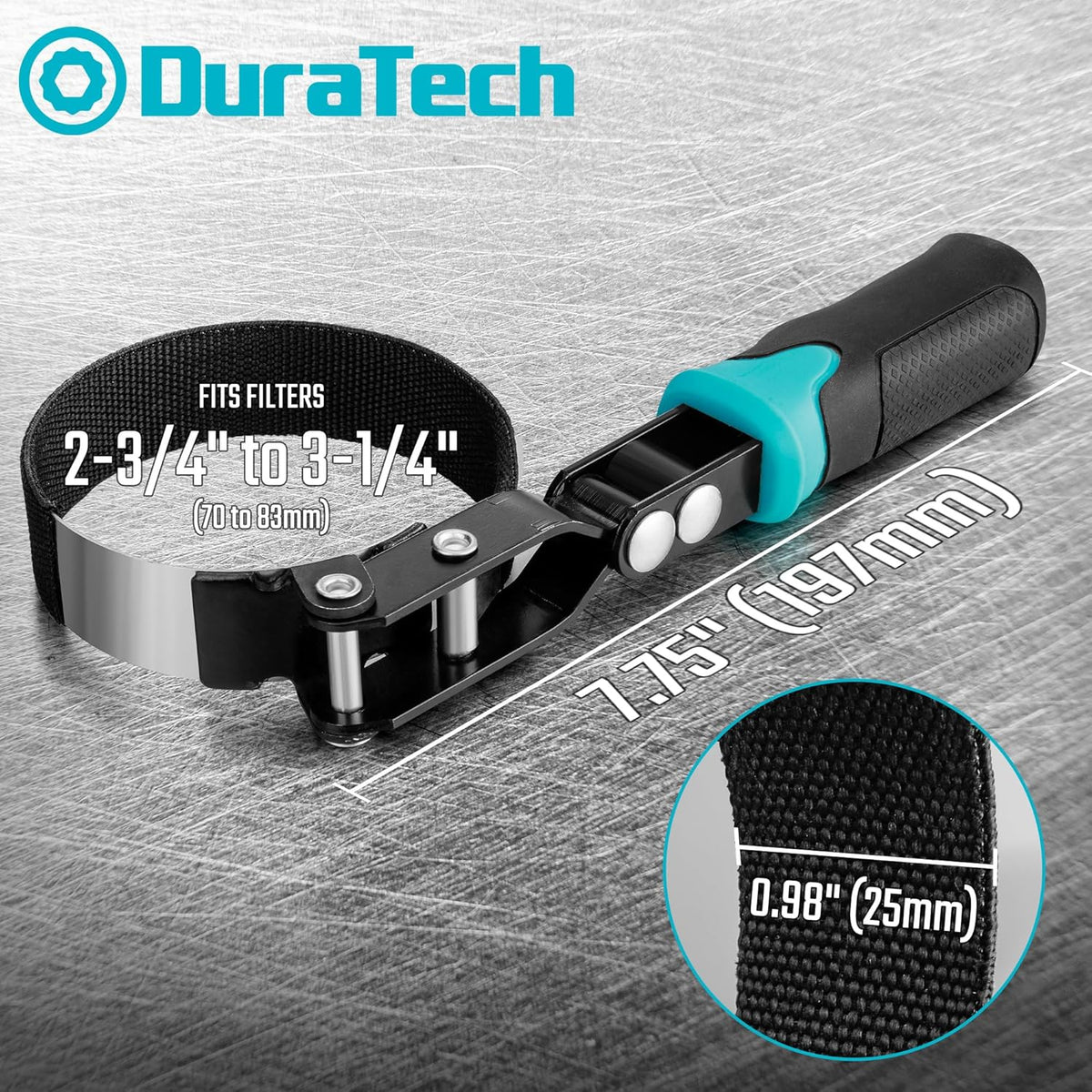 DURATECH Anti-Slip Small Swivel Oil Filter Wrench, Oil Filter Removal Tool Fits Filters 2-3/4" to 3-1/4", Perfect for Car Repair Tools