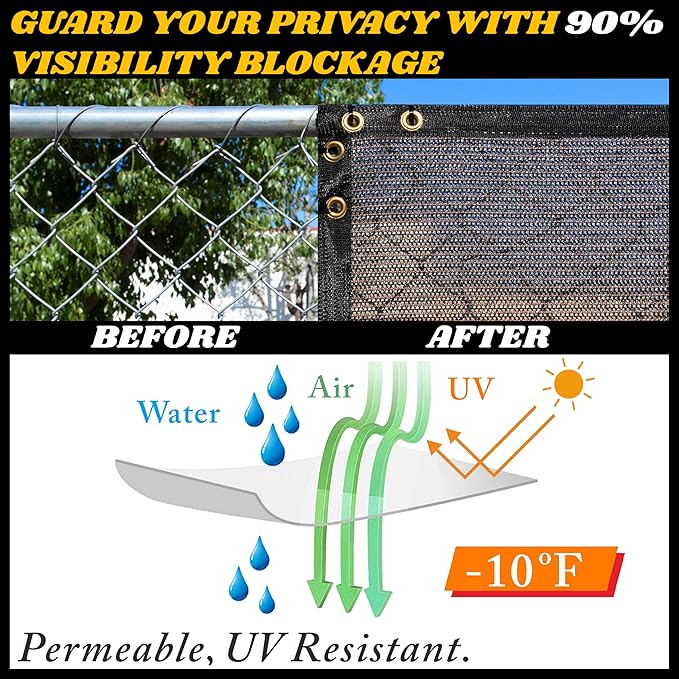 Royal Shade Custom Size 6' x 79' Brown Fence Privacy Screen Windscreen Cover Netting Mesh Fabric Cloth - Cable Zip Ties Included (We Make Custom Size)