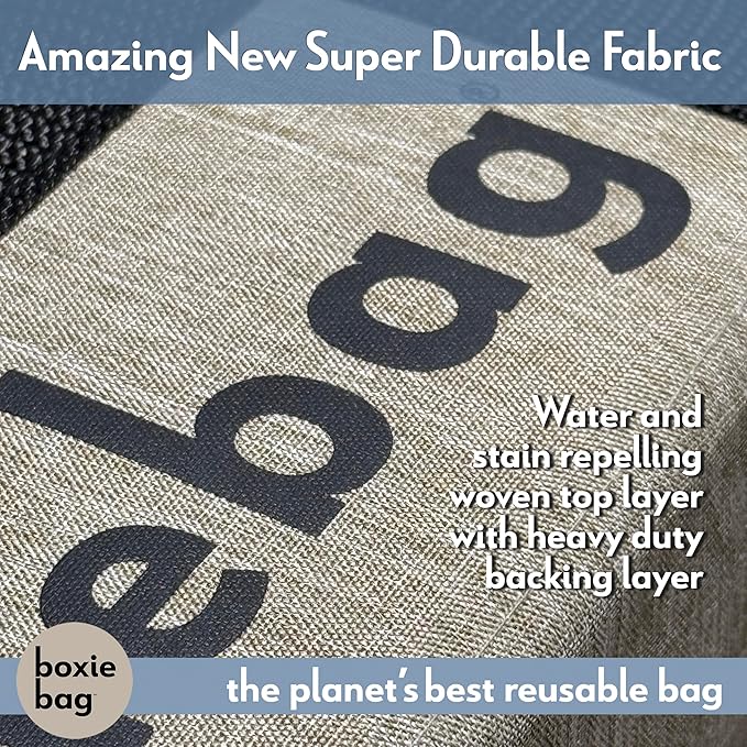 Reusable Grocery Bag (Single) – Durable Reusable Shopping Bag Box. Insulate, Stand Up, Stay Open, Fold Flat – Large Tote Bag with Long Handles & Reinforced Bottom. 2 Year Warranty.