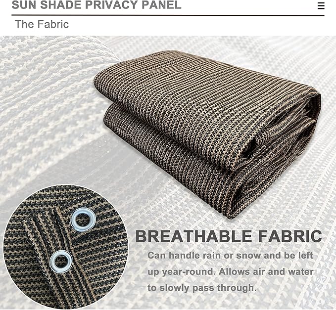 Alion Home Sun Shade Privacy Panel with Grommets and Hems on 4 Sides for Patio, Awning, Window, Pergola or Gazebo - Mocha Brown (8' x 16')