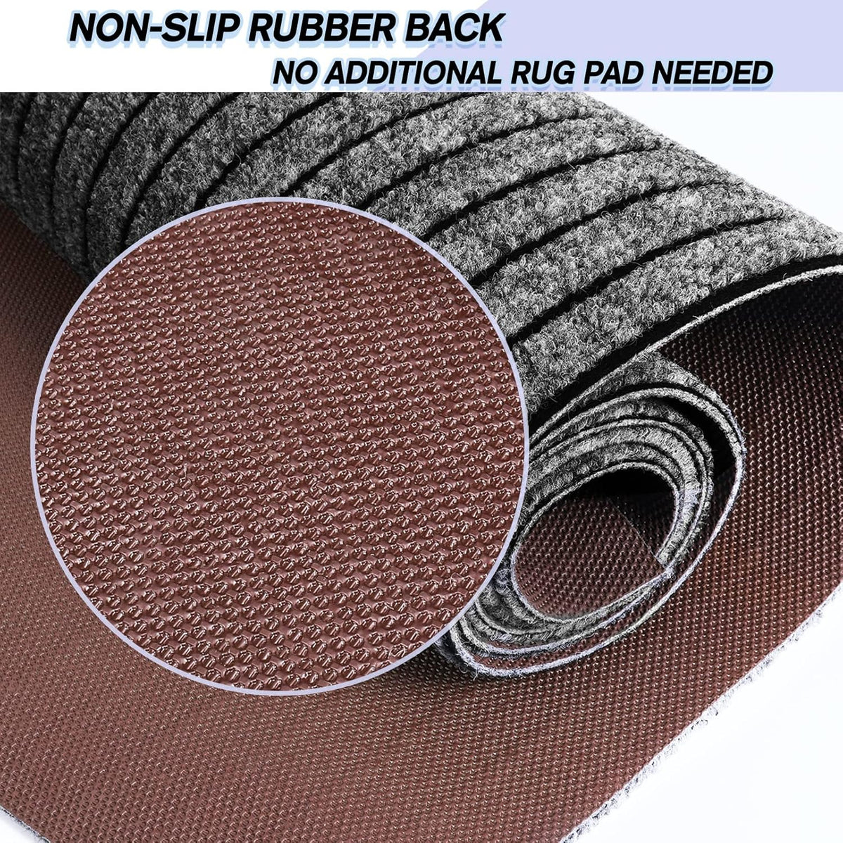 Custom Size Backed Non-Slip Area Rugs Runner, Easy Clean, Waterproof Runner Rugs for Hallway Entryway, Kitchen, Laundry, 3FT x 8FT, Gray Stripe