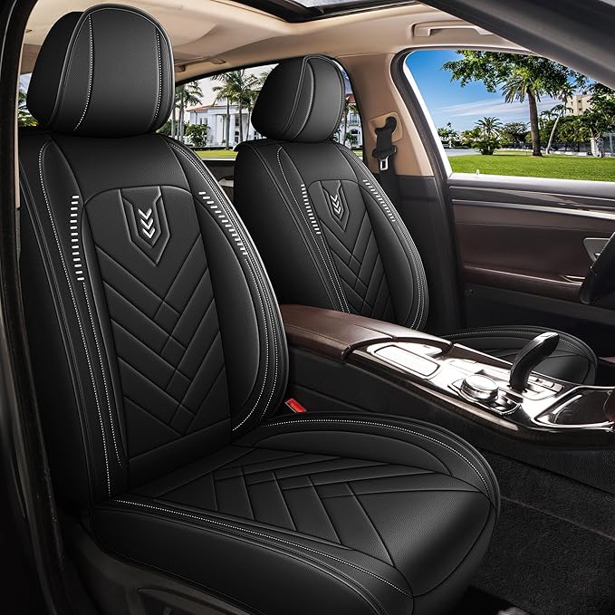 AOMSAZTO Car Seat Cover for Chevrolet Chevy Trailblazer 2021-2024 2025 2026 Front Set: Waterproof Faux Leather Car Seat Protector - Interior Seat Covers Decoration Refresh Accessories - Black