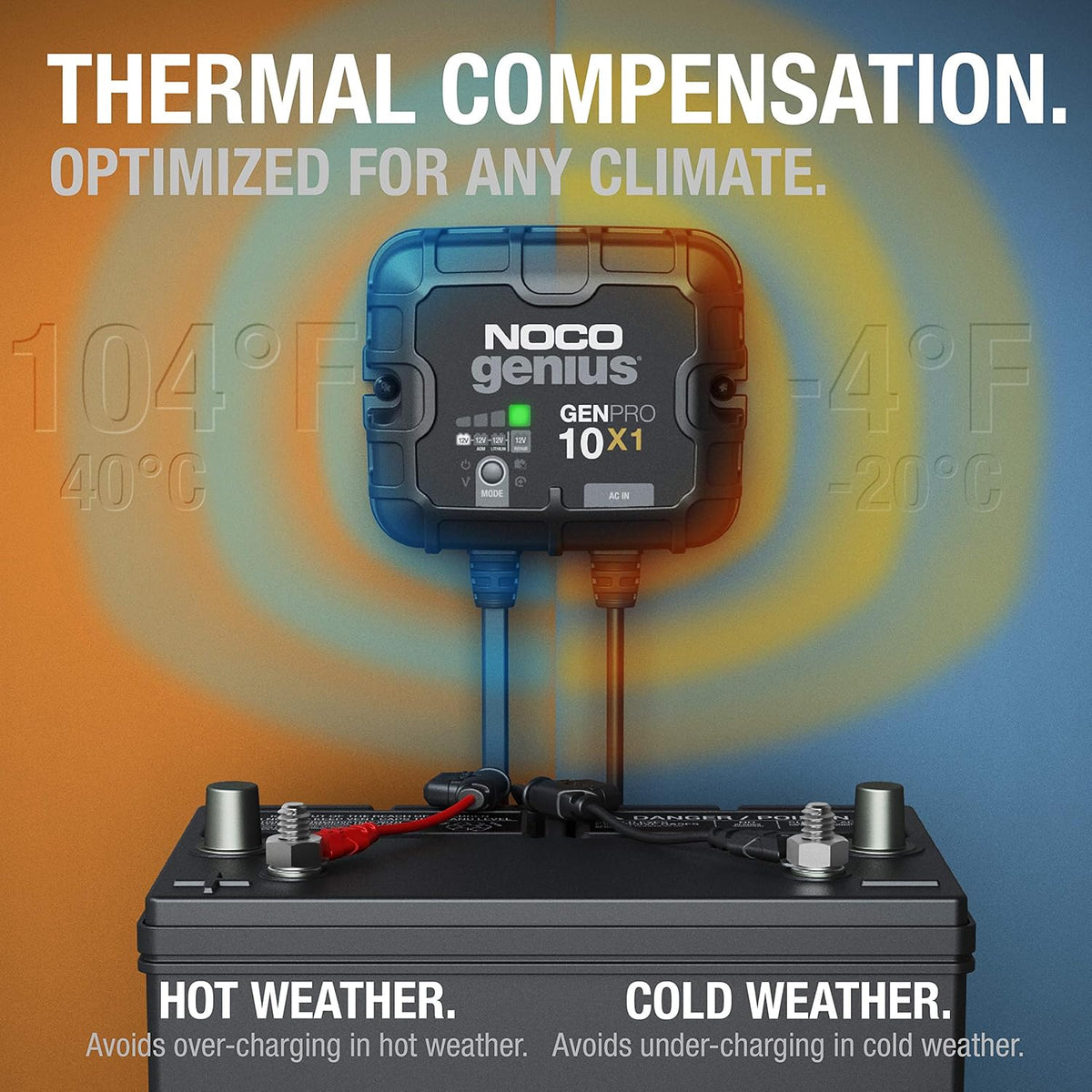 NOCO Genius GENPRO10X1: 1-Bank, 10A Onboard Battery Charger - 10A Per Bank, 12V Waterproof Marine Charger with Overcharge Protection & Temperature Compensation – for Lead-Acid & Lithium Batteries