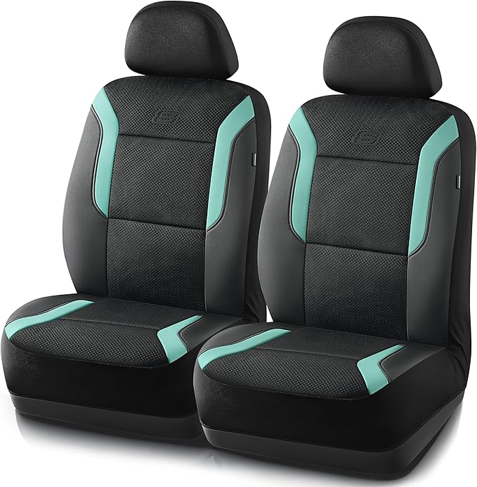 Skechers Memory Foam Car Seat Covers, Air Cool Mesh Thick Seat Covers,Car Seat Covers Front Seats Airbag Compatible, Automotive Comfort Protection for Most Cars,Van,Trucks, SUVs,Green