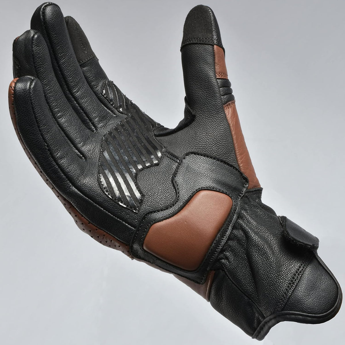 J.A.G. Motorcycle Gloves - Premium Leather Perforated Motorcycle Gloves for Men with Knuckle Protection | Touchscreen Motorbike Riding Gloves