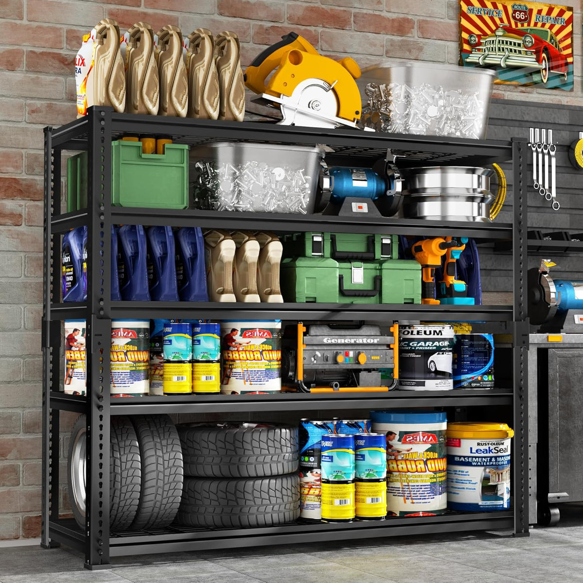 Storage Shelves Heavy Duty, 2 PCS 48" L x 18" W x 72" H Garage Wire Shelving Unit Loads 2800LBS, 5-tier Adjustable Metal Industrial Utility Shelf Rack for Kitchen, Laundry Room, Warehouse, Basement