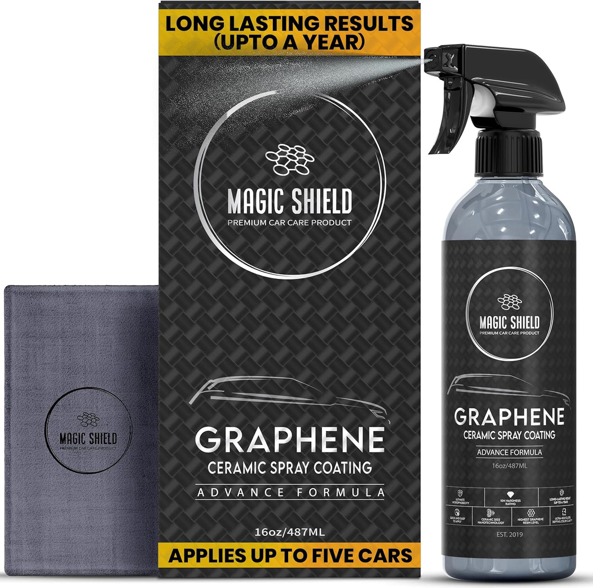 Graphene Ceramic Spray Coating - LAST SO LONG! Quick & Easy for Cars, Motorcycles, Boats & More - Professional-Grade Sealant for Maximum Gloss & Shine - Waterless Wash & Wax - 16oz Bottle
