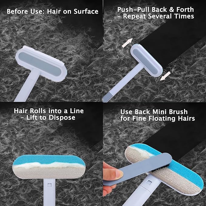 Pet Hair Remover for Furniture, 17.3Inch, Reusable Lint Brush for Dog and Cat Hair - Multifunctional Fur Removal Tool, Gentle on Couches, Carpets, Car Seat, Clothes, Bedding