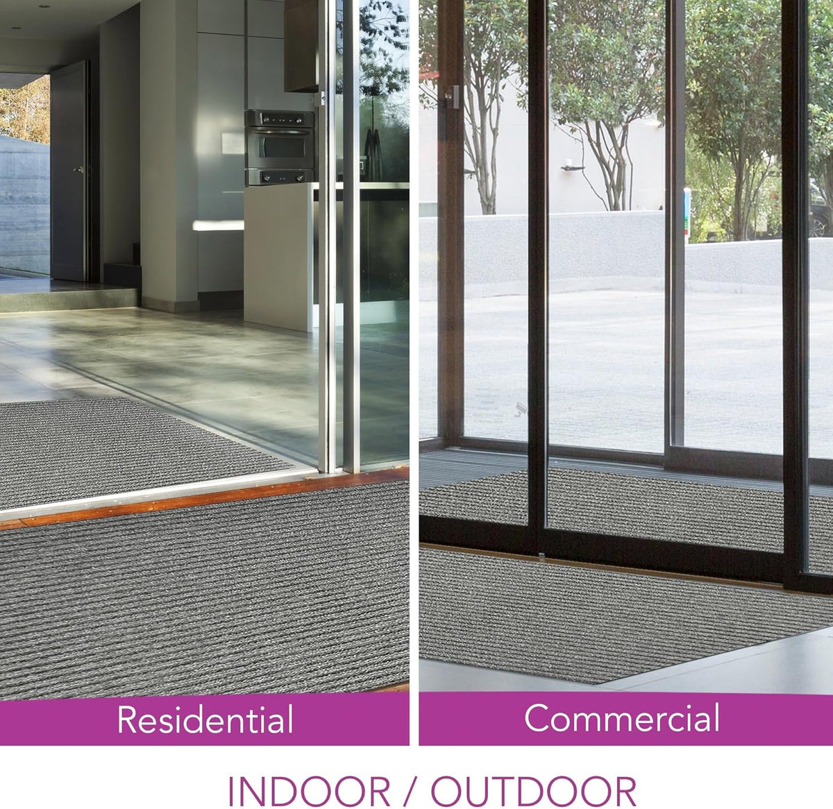 iCustomRug Spartan Weather Warrior Indoor/Outdoor Utility Ribbed Carpet Runner with Non-Slip Thermoplastic Rubber Backing, 3ft X 24ft in Grey