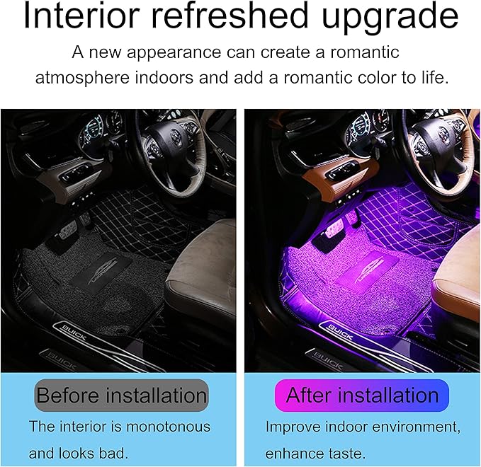 Car Ambient Lighting Kit 64 Colors Multicoloured Music Footwell Lighting APP Control Car DIY Decorative Atmosphere Lighting DC 12V 1W