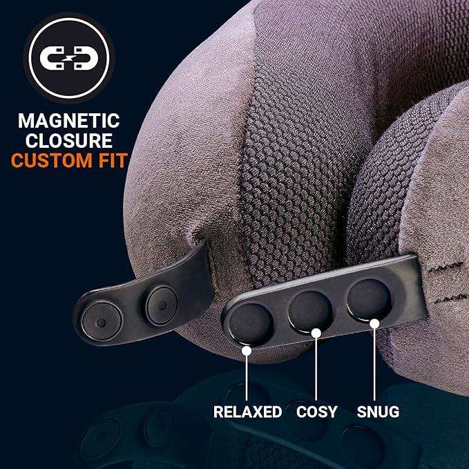 Ultimate 3.0 Travel Pillow, Deluxe Memory Foam Neck Pillow for Uninterrupted Rest, Ideal for Everyday Commute, Airplane, Car, and More, Travel Essentials, Made in USA, Dark Gray