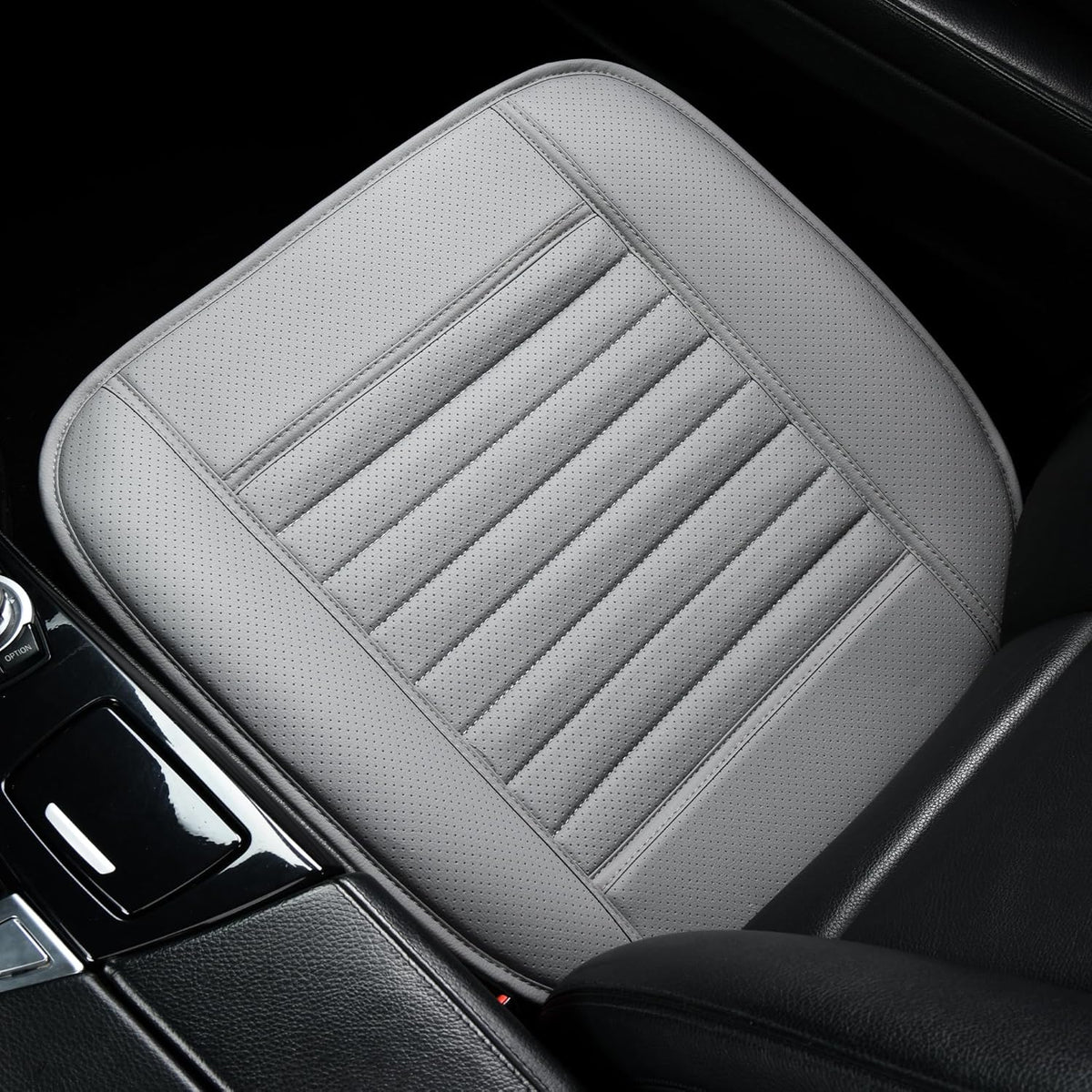 1pc Edge Wrapping Comfortable Car Front Seat Cover Cushion Pad Mat Protector, Anti-Slip Bottom Seat Cushion Cover for Auto with PU Leather(Gray)