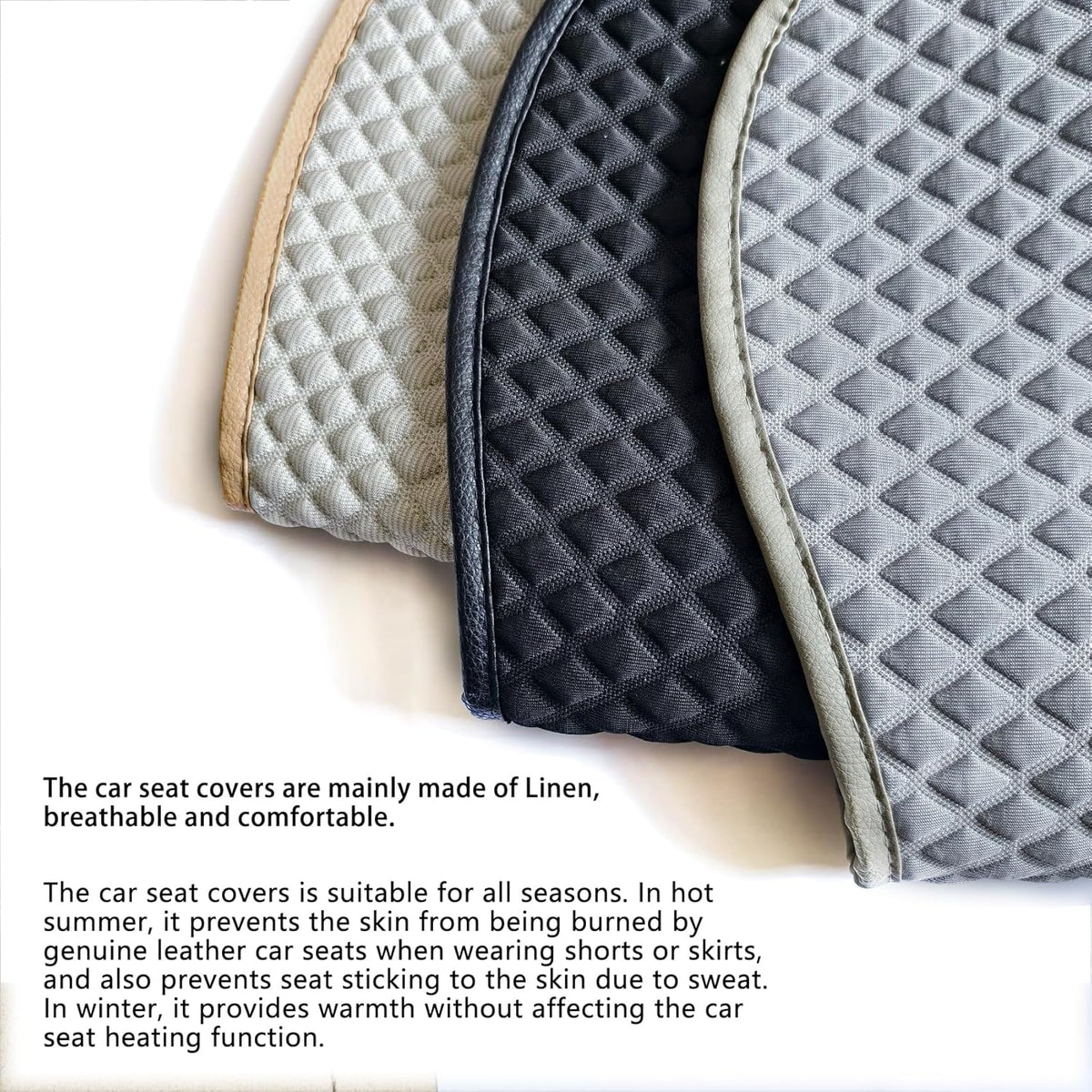 Linen Bottom Car Seat Covers Cloth,Fabric Car Seat Covers Front Seat Only,Cooling Car Seat Pad Cushion for Trucks Breathable Ventilated [Black]