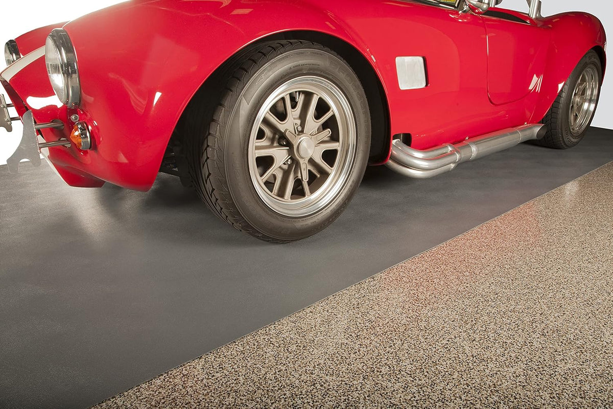 G-Floor Seamless Sheet Vinyl Shed Flooring Cover with Bonded Fibrous Backing - Levant Pattern (8' x 12', Slate Grey)