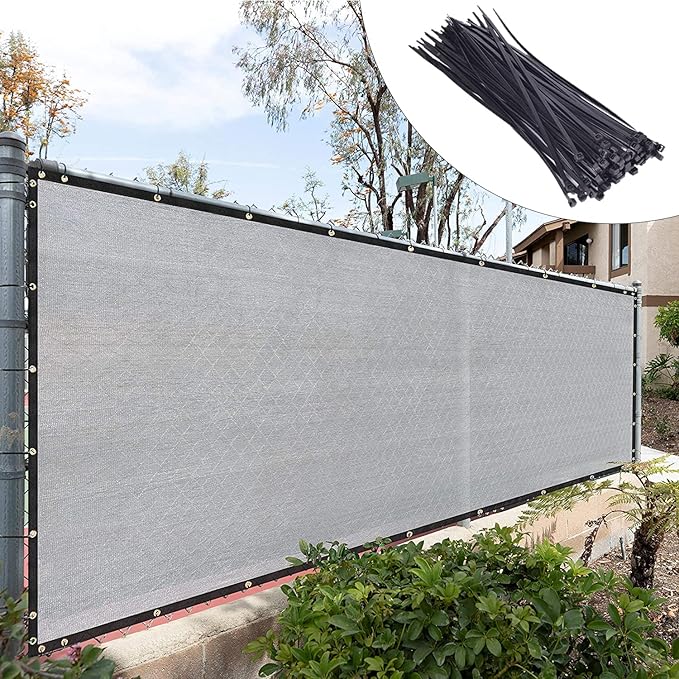 Royal Shade Custom Size 5' x 118' Grey Fence Privacy Screen Windscreen Cover Netting Mesh Fabric Cloth - Cable Zip Ties Included (We Make Custom Size)