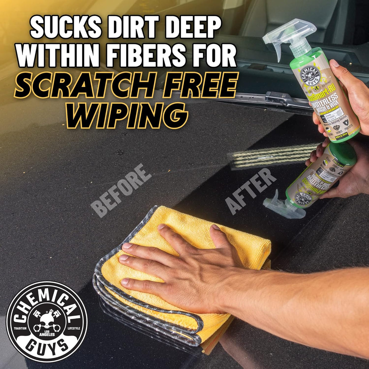 Chemical Guys ‎MIC_507_03 Automotive Microfiber Drying Chamois, Gold, 3 Pack, 24" x 16"