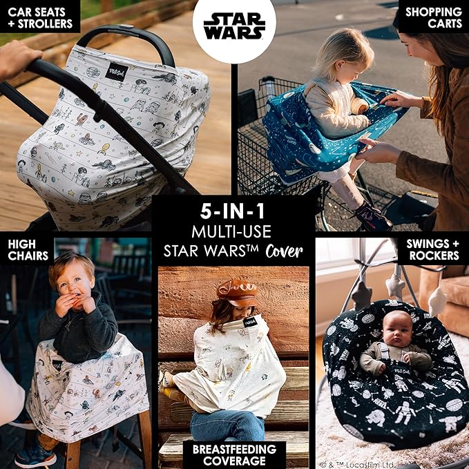 Milk Snob Original Star Wars 5-in-1 Cover, Precious Padawans, Privacy for Breastfeeding, Baby Car Seat, Carrier, Stroller, High Chair, Shopping Cart, Lounger Canopy - Newborn Essentials, Nursing Top